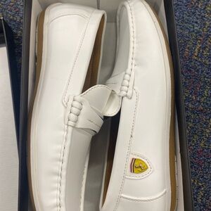 White Men’s Leather Penny Loafers